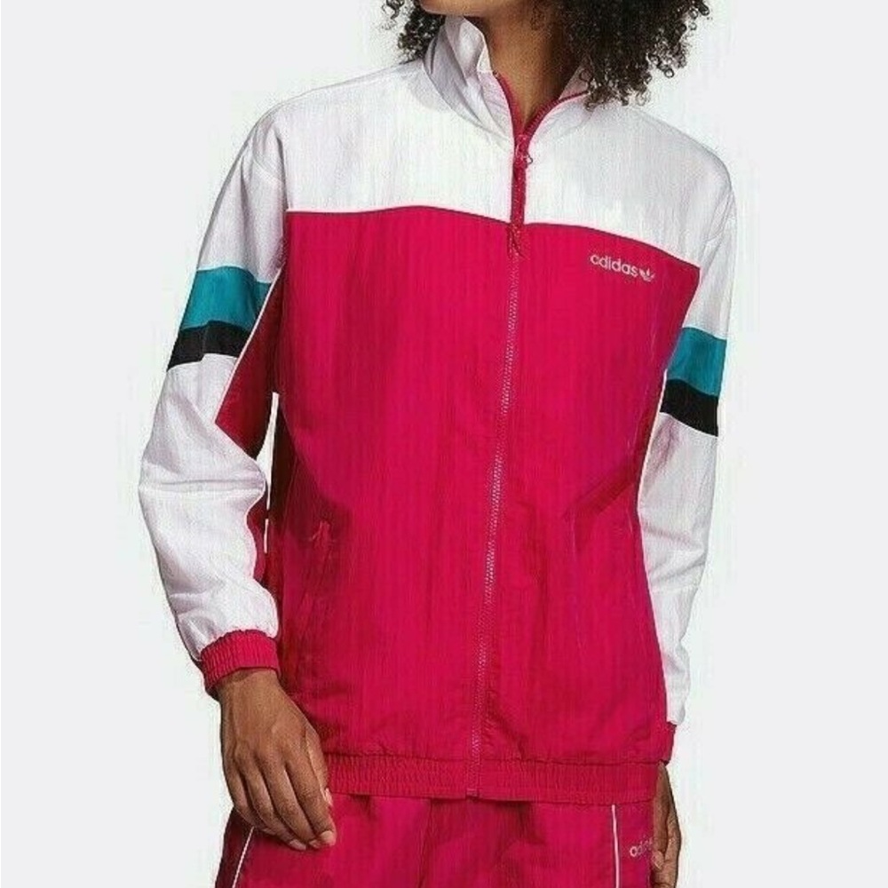 Adidas magenta and White Tracksuit with Teal Accents